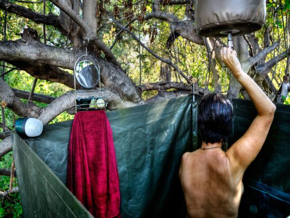 Footsteps Across the Delta - outdoor shower